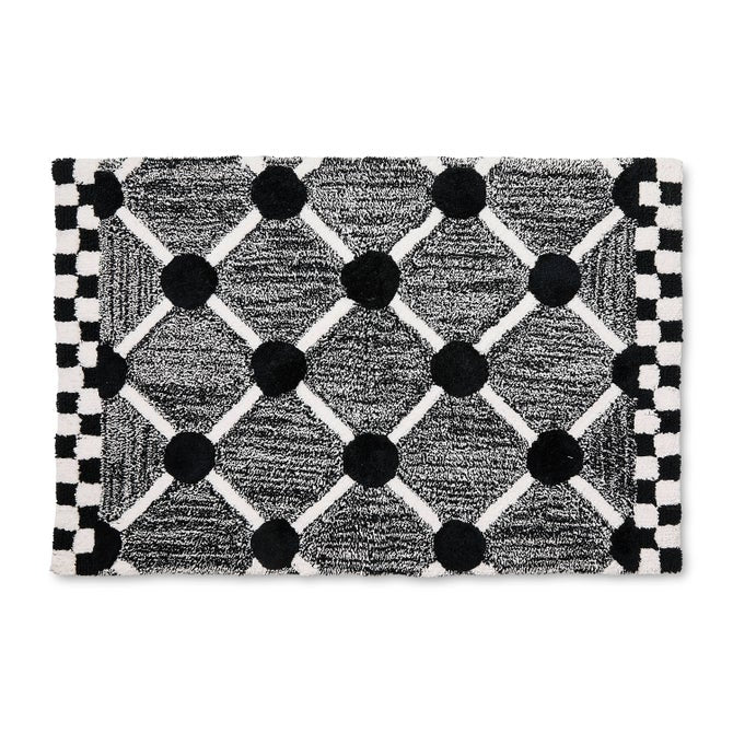 Black Lattice & Dot Bath Rug