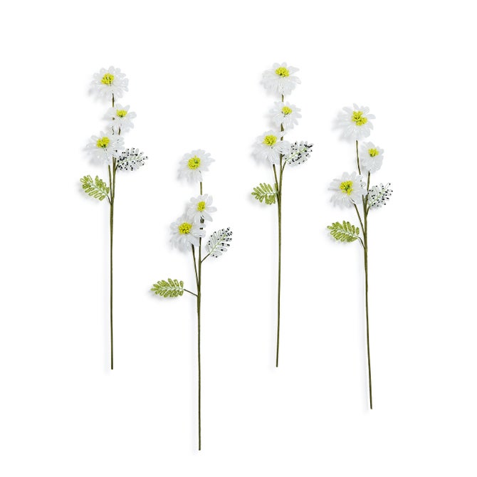White Daisy Beaded Flower Stem*