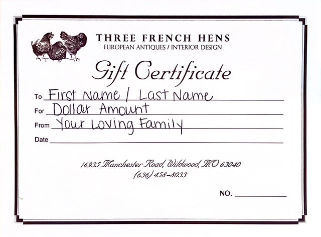 Three French Hens Gift Card