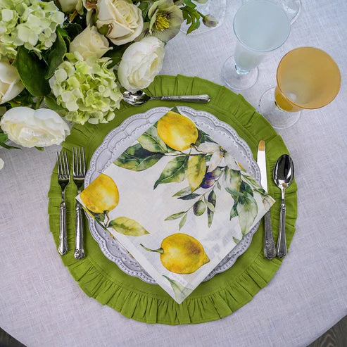 Linen Ruffled Round Placemat