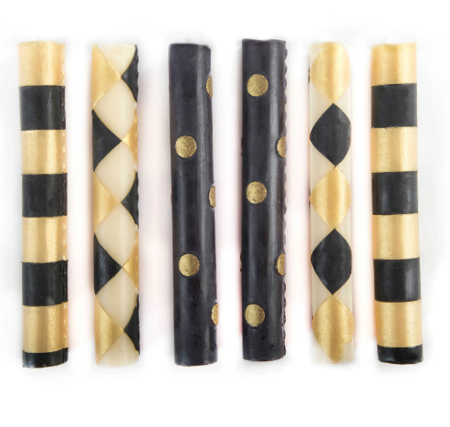 Mini Blk Gld Dinner Candles*