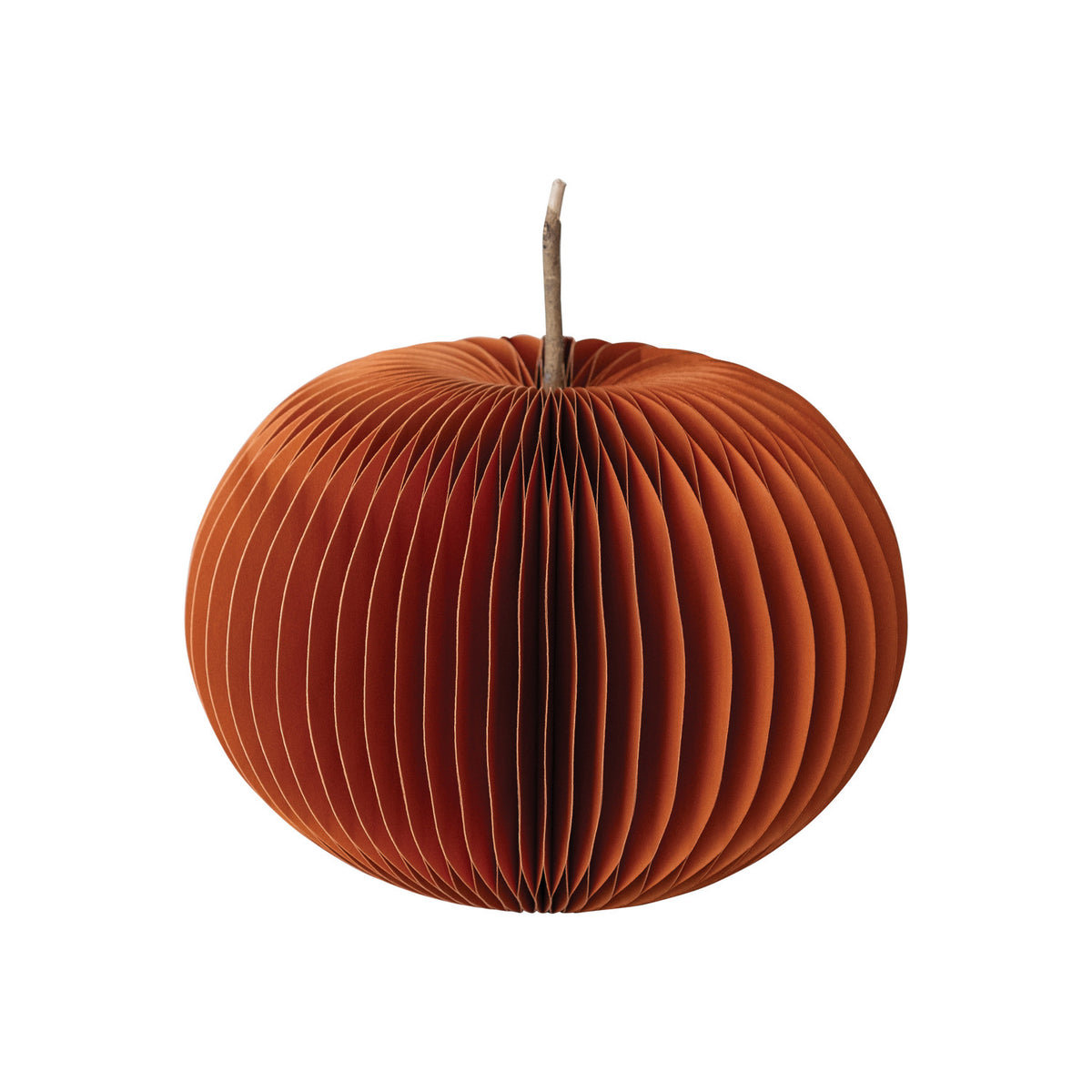 Folding Honeycomb Pumpkin w/ Dried Natural Twig Stem