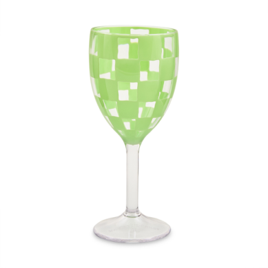 Green Check Wine Goblets