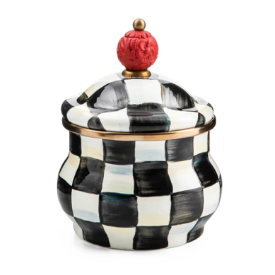 ENAMEL LIDDED SUGAR BOWL