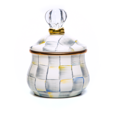 ENAMEL LIDDED SUGAR BOWL